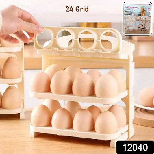 Foldable Egg Tray – 24-Grid Refrigerator Organizer | Tidy Table