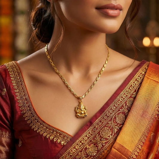 Lord Ganesha Pendant Necklace – Symbol of Prosperity & Wisdom