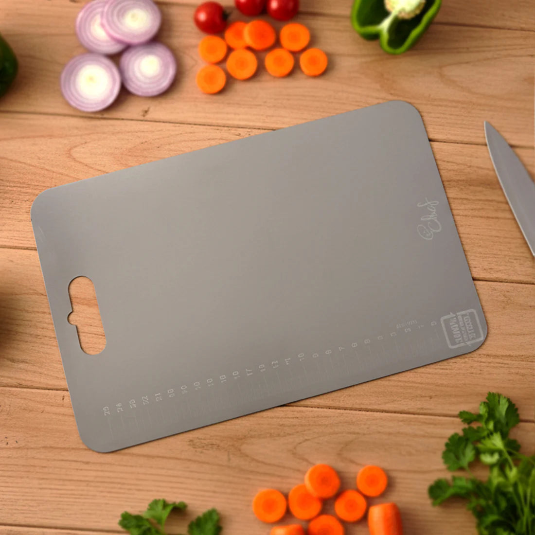 Large Stainless Steel Cutting Board – 31x20.5cm with Scale