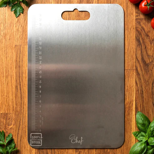 Large Stainless Steel Cutting Board – 31x20.5cm with Scale