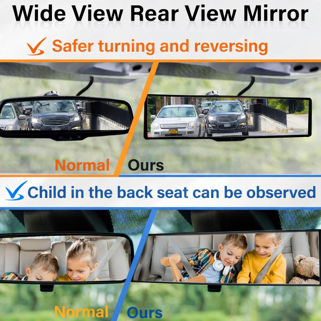 Universal Panoramic Rear View Mirror – Wide Angle View