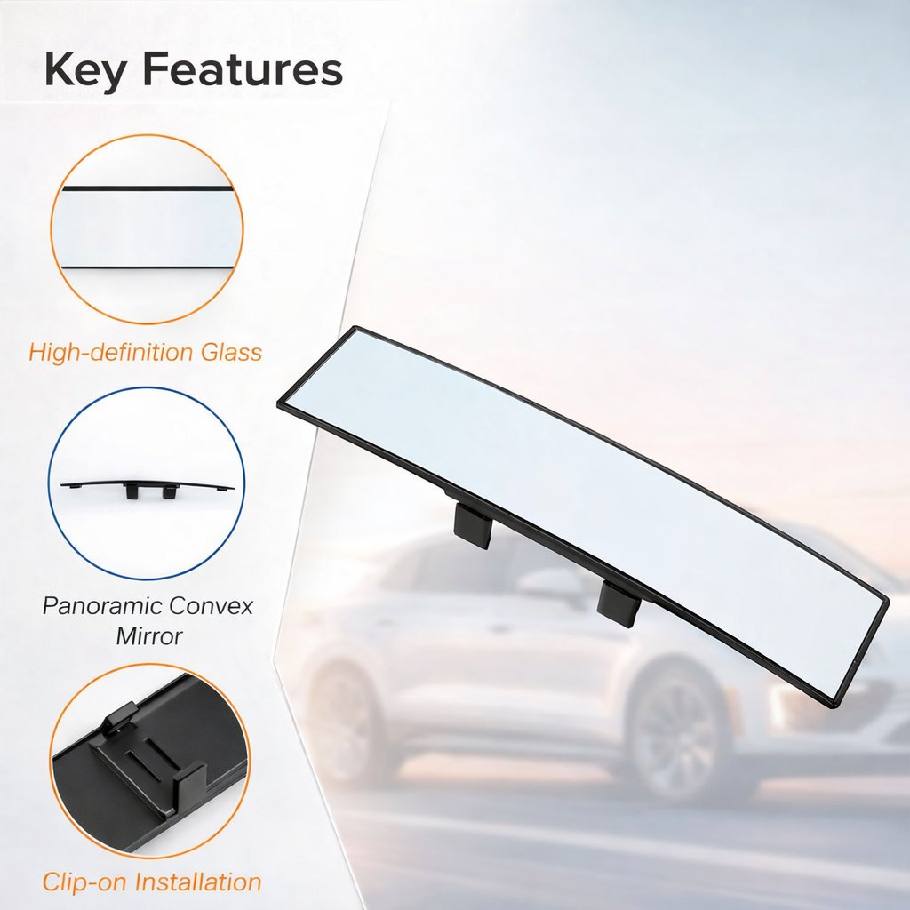 Universal Panoramic Rear View Mirror – Wide Angle View