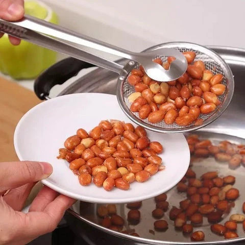 Frying Filter Spoon – 2-in-1 Stainless Steel with Clip | Quickslice