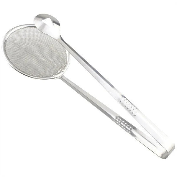 Frying Filter Spoon – 2-in-1 Stainless Steel with Clip | Quickslice